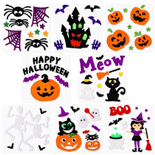 MARFOREVER 8 Sheets Halloween Window Gel Clings Halloween Window Decoration