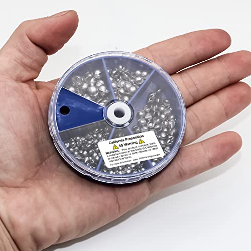 FREGITO 117PCS/100PCS/205pcs/250PCS, Weight Sinkers 6 Sizes Lead Weights Round Split Shot Sinker Removable Fishing Weights Sinkers