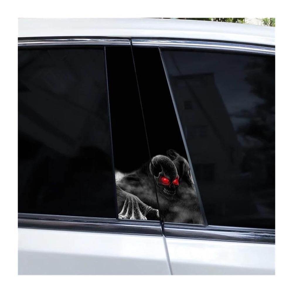 Body Parts 2pcs Car Center Pillar Sticker Ghost Crawling Soul Auto B-Pillar Waterproof Protective Film(G)