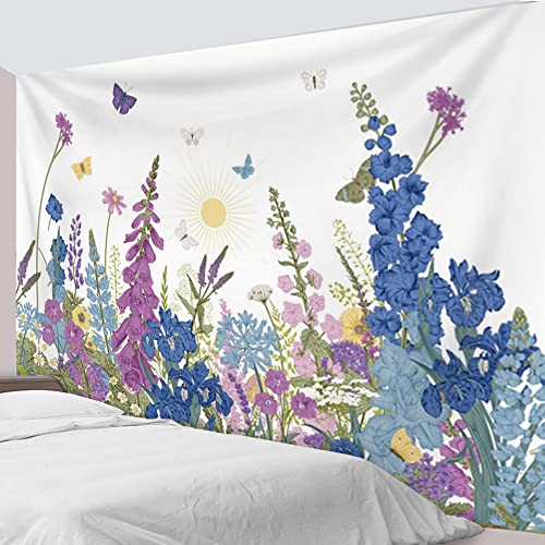 Purple Floral Tapestry Lavender Flowers With Butterfly Tapestry For Bedroom Spring Garden Tapestry Wall Hanging Colorful Plants Tapestry For Living Room Dorm Home Decor, 59"X39.3" #TOP1