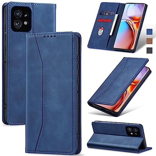 Image of Jasonyu Flip Wallet Case for Motorola Edge+ /Edge Plus (2023),Blue