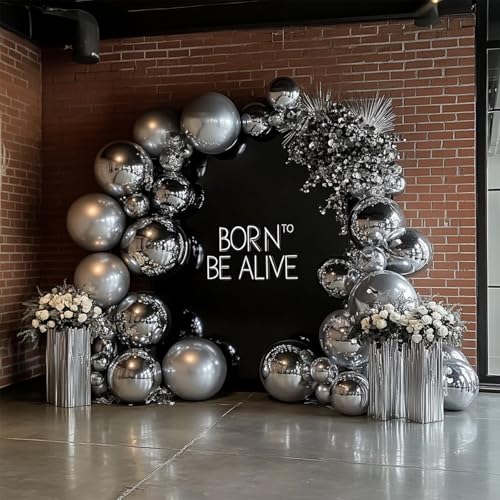 Image of 108Pcs Metallic Silver Balloon Garland Arch Kit