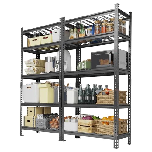 Image of Garage Shelving 2200 LBS Storage Shelves Adjustable Metal Shelving Unit Heavy Duty 5 Tier Metal Shelves for Garage Kitchen Pantry Warehouse Basement, 36 inch W x 16 inch D x 72 inch H, 2 Pack