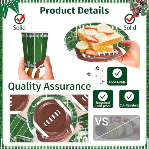 166pcs Football Birthday Party Decorations, Football Party Decorations Include Tableware Kit, Banner, Balloon, Tablecloth, Cake Topper, for Birthday Party and Football Tailgate Decorations, Serve 25 - Image 6