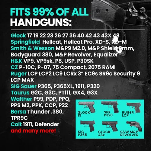 Lpv Products Premium Belly Band Holster For Deep Concealment, Magnetic Retention – Fits 99% Of Handguns Incl Sig P365 Glock 19 Hellcat Pro Etc thumb #4