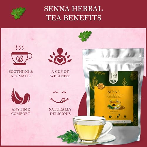 Image of Tealeaf & Co. Senna Tea Blended with Fresh Herbs - Pure Herbal Tea Bags with Senna Leaves Extract - Flavored Herbal Blend - Low Caffeine - Gluten Free - 50 Teabags