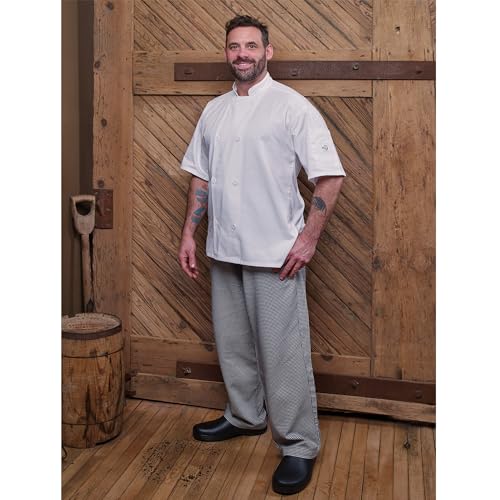 Image of Mercer Culinary M60030HT4X Millennia Men's Cook Pants in Hounds Tooth, 4X-Large, Black /White
