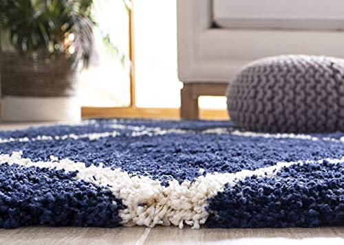 Image of Shaggy Carpet for Living Room Bedroom 2X6 FEET Fluffy Plush Area Rug, Thick Fur Floor Carpet Modern Cozy Rug for Home Decor, Kids Room Bedside Hall, Durable Comfortable Shaggy Rug (B6 BlueIvoryy,)