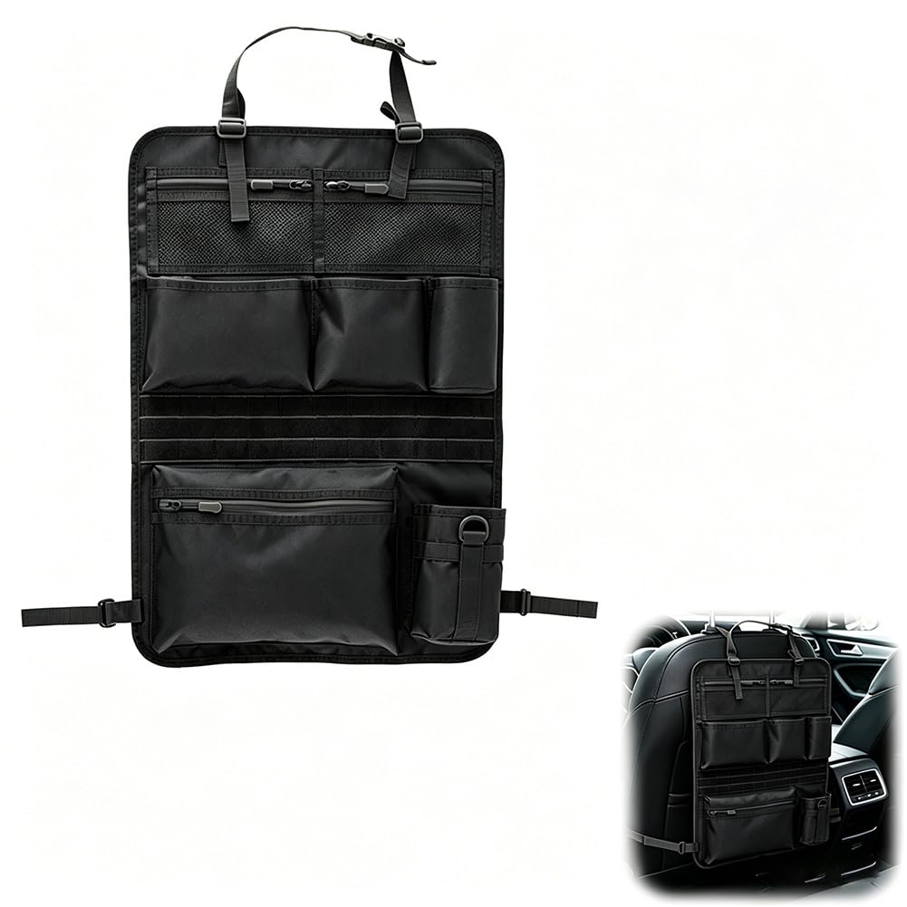 Organisateur de siège de voiture tactique, l'organisateur de siège de voiture le plus stable, support de siège de voiture tactique universel, organisateur de voiture étanche pour siège