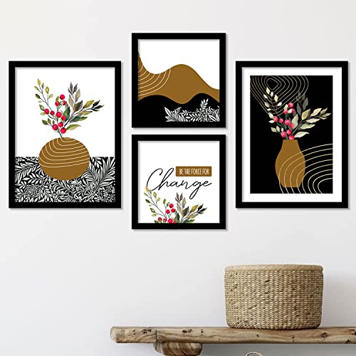Image of kotart Abstract Art Wall Paintings with Frame for Living Room - Modern Art Framed Wall Posters /Paintings - Set of 4 (Art 3, Big (13x17 or 13x13 inch))