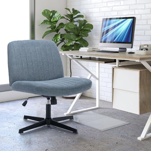 COLAMY Breiter Bürostuhl, Gepolsterter Armloser Schreibtischstuhl Drehbarer Home Office Stuhl 115° Wippfunktion Ergonomischer Computerstuhl für Home Office, Schminken, Gaming (Kreuzfuß, Blau) COLAMY Breiter Bürostuhl, Gepolsterter Armloser Schreibtischstuhl Drehbarer Home Office Stuhl 115° Wippfunktion Ergonomischer Computerstuhl für Home Office, Schminken, Gaming (Kreuzfuß, Blau)