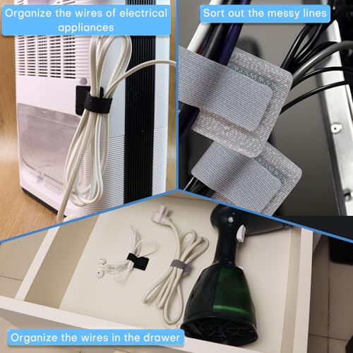 60Pack Bridas de Gancho y Bucle con Clips Adhesivos para Cables, Organizador de Cables para Oficina y Uso en el Hogar miniatura 7