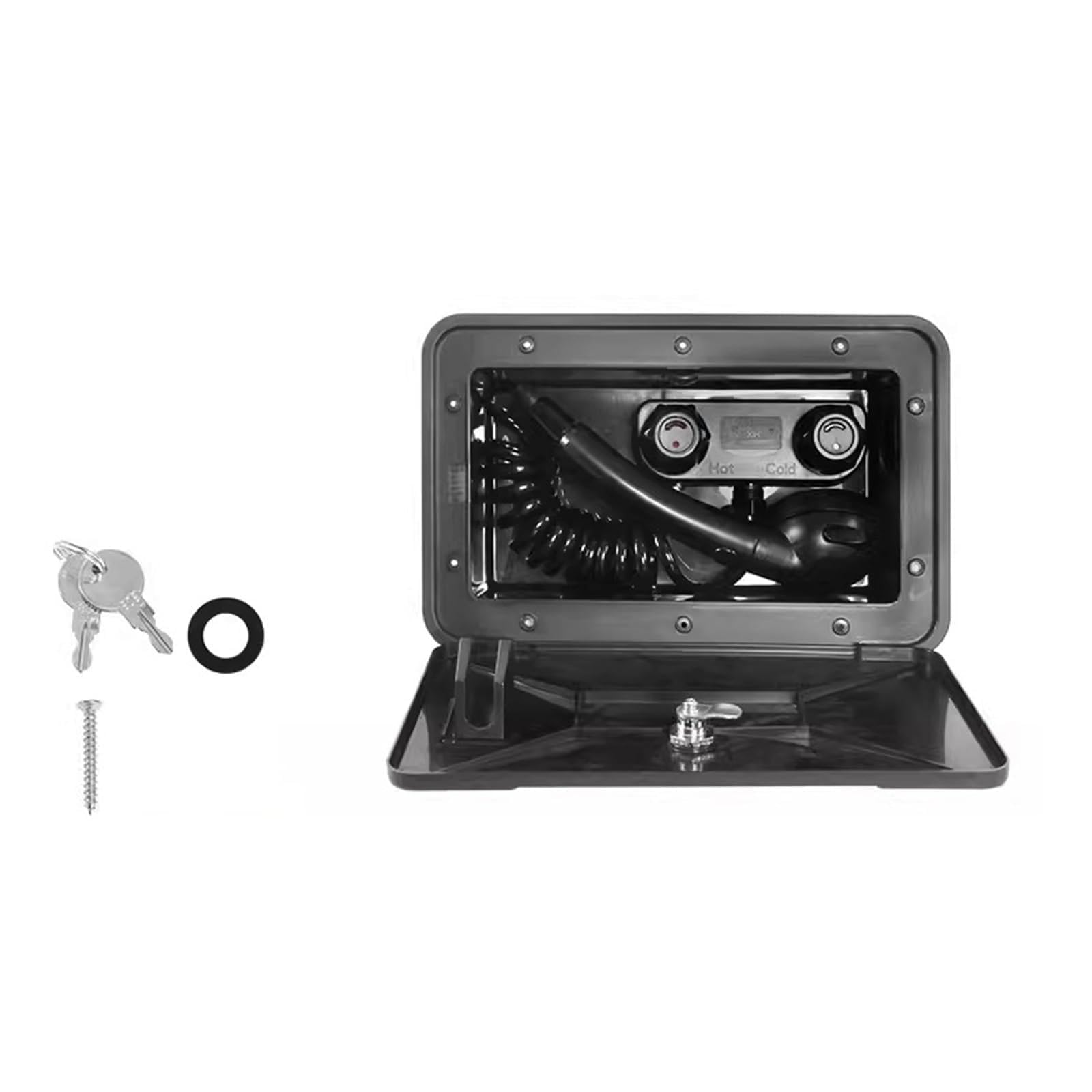Außendusche for Wohnmobile, mit Schloss for Wohnwagen(Black)