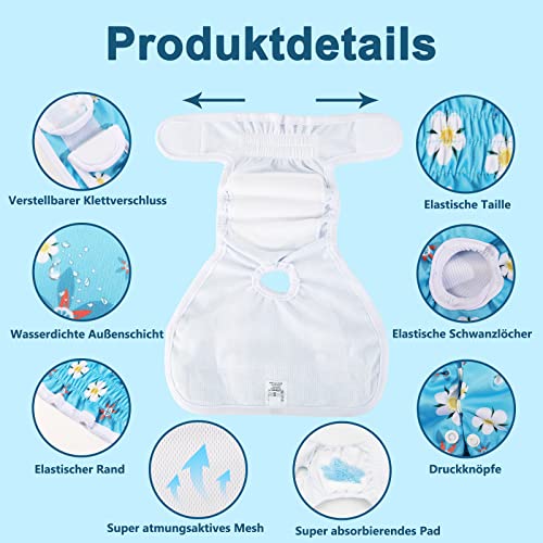 Demigreat es Running Trousers Pack of 3 M Highly Absorbent Sanitary Napkins Dog Diapers for Dogs Size Adjustable Cute Flowers - Image 3