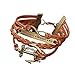 Produktbild Fengteng Mehrschicht Leder Kette Anker Unendlichkeit Armband, Vintage Bronze Geflochten Where there is a will,there is a way Unisex Infinity Zeichen Armkette Schmuck Mode Liebe Geschenk