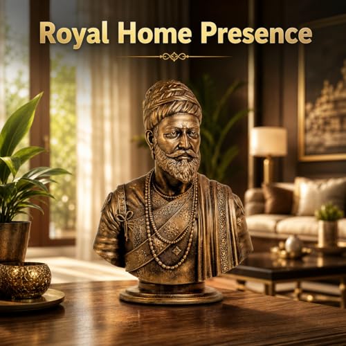 Image of Chhatrapati Shivaji Maharaj Idol 5 Inch Antique Bronze Finish | Resin Statue for Home Decor, Car Dashboard, Office Table | Shivaji Murti Gift Item for Men Women | Spiritual Decorative Showpiece