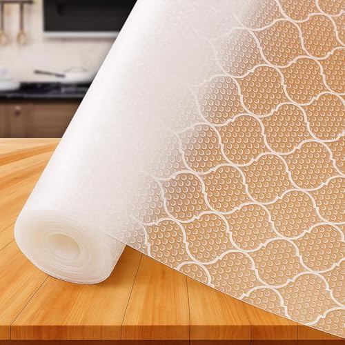 Image of SITTELLA (45cm x 10 m) Food-Grade Anti-Slip Washable Kitchen Drawer & Shelf Liner | Multipurpose Waterproof Fridge, Table & Cabinet Mat | Non-Toxic, Cuttable & Reusable(White net)