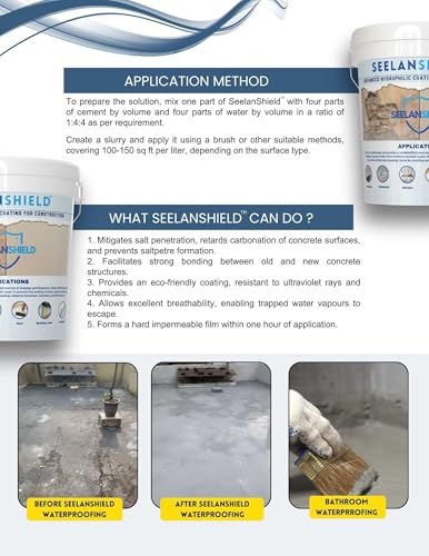Image of IQsolv SEELANSHIELD : (4kg) Strong waterproof coating that resists chemicals and abrasion. Prevents leaks and dampness - ideal for roofs, tile joints, bathrooms, and kitchens.