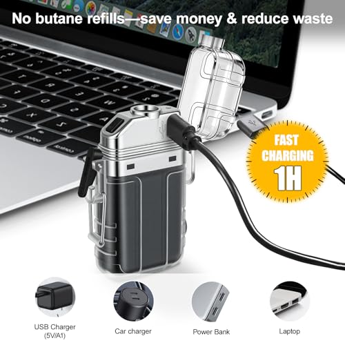 Encendedor eléctrico recargable USB 2 pack resistente agua miniatura 3