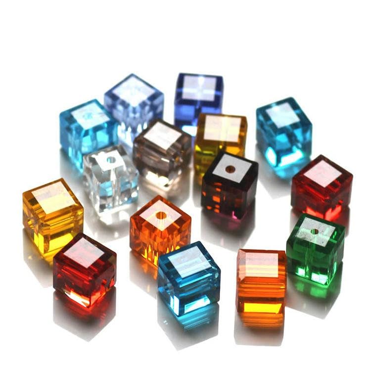 200 Cuentas de Cristal de Cubo de 4/6/0.315 in, Cuentas de Cristal facetadas, Cuentas de Diamantes de imitación para niñas y Mujeres, Collar de Bricolaje, Pendientes, fabricación de Joyas