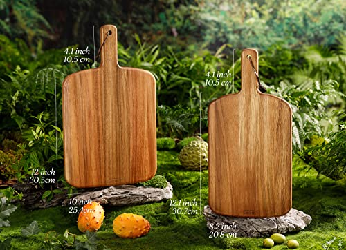Luomal Wood Cutting Board With Handle, 16X8.2Inch Acacia Wooden Serving Board For Kitchen, Cheese Charcuterie Board For Meat, Bread, Vegetables & Fruits (Gift Box Included) #TOP2