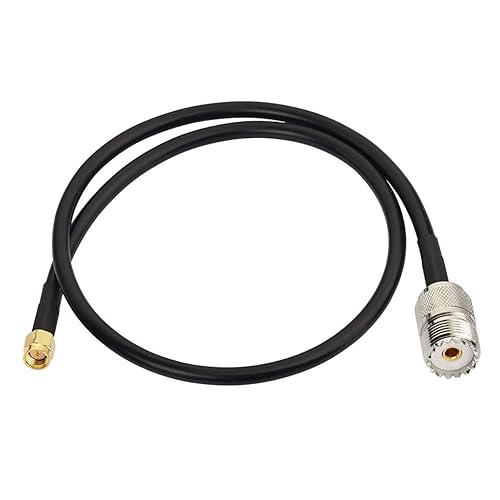 Bingfu Adaptador de antena de radio Jamón SMA macho a UHF SO239 hembra RG58 Cable de puente coaxial 23.6 in 2 pies para radio bidireccional Radio