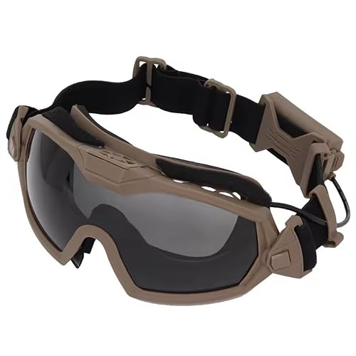 Peminkoo Gafas para Deportes al Aire Libre con microventilador, Gafas para Airsoft y Paintball, Gafas Resistentes a los arañazos para Cazar (Khaki)