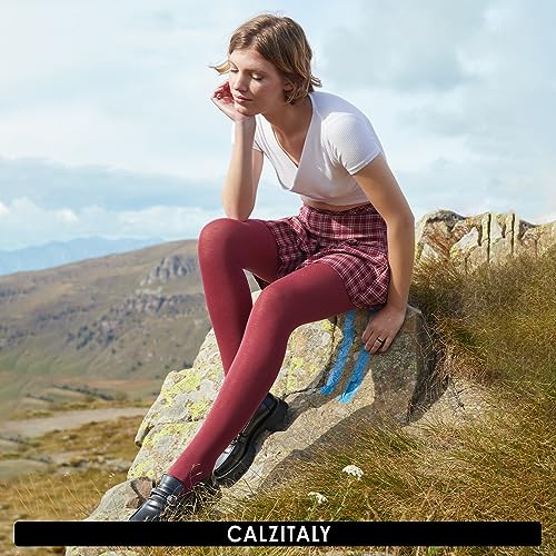 Image of CALZITALY Cashmere Wool Tights - 150 DEN Opaque Fleece Lined Warm - Multi Color Pantyhose for Women, S - 4XL
