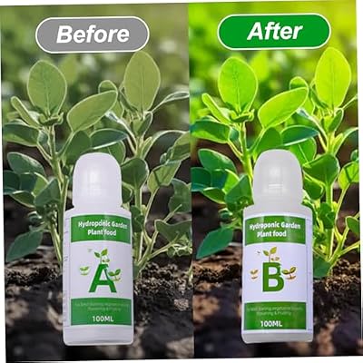 2 Bottles Hydroponic Nutrients 20-23g/ Bottle Hydroponic Plant Food A and B for Indoor Plants, Vegetables, Fruits and Flowers