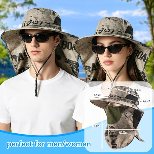 Image of ALANDUO Wide Brim XXL Sun Hats for Men Big Head, UPF 50+ Fishing Sun Hat with Neck Face Flap, Safari Boonie Hat for Men Women