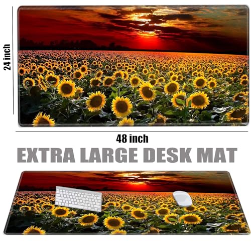 Image of XXXL Mouse Pad Gaming 48x24 Extra Large Mousepad Huge Full Desk Mat Oversized Desk Pad Sunflower Sunset Marble Mouse Mat Giant Computer Mat for Protector Desktop