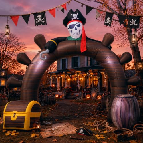 Image of Shappy 9FT Halloween Inflatable Outdoor Decorations Pirate Ship Arch