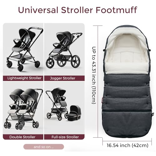 Momcozy Stroller Footmuff Universal | Easily Attaches to Most Strollers | Ultra-Plush,Weather-Proof | Deluxe Warm Stroller Bunting Bag | Extendable Stroller Cover for Winter | Adjustable Buckle - Image 6