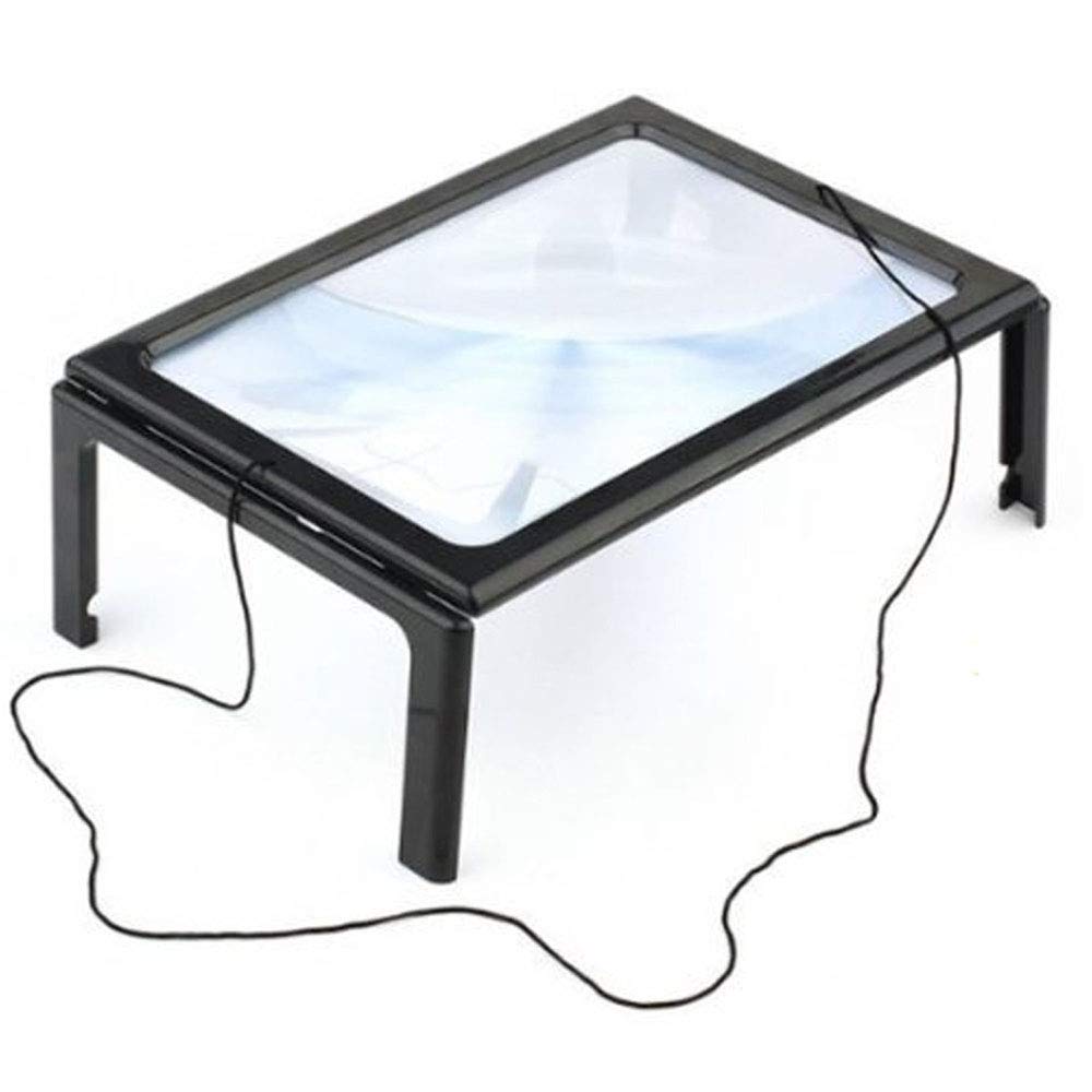 3X Large Full Page Magnifier with 12 LED Lights[Provide Evenly Lit Viewing Area], Foldable Flip-Out Legs, Dual Power Supply Modes- Ideal for Hands Free Reading, Low Vision, Seniors with Aging Eyes