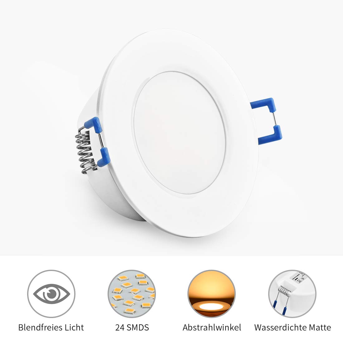 KYOTECH Faretti LED Incasso,set da 6,bianco caldo 3000K 6W 230V 500Lumen,luci ultrasottili da soffitto,IP44 può essere utilizzato in ambienti umidi (Bianca, Rotondo)
