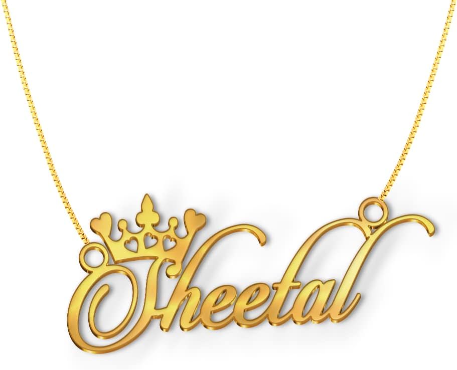 Dreamrax Sheetal Cursive Gold & Silver Name Pendant Necklace, Best Jewelry Gift for Girls.