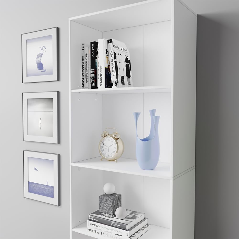 Vicco Librería Bob, Blanco, 60 x 190 cm | con 5 compartimentos, para almacenar y presentar libros y carpetas