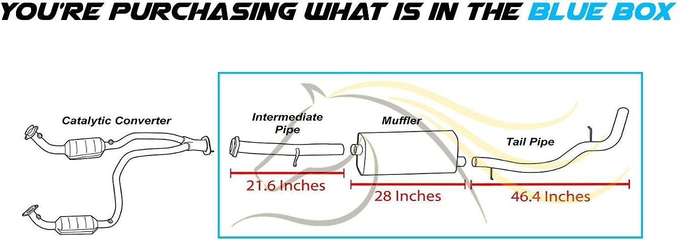 Exhaust Intermediate Pipe, Muffler, Resonator Exhaust Kit Compatible for 2001-2005 GMC Yukon 4.8L 5.3L | Stainless Steel | Northeastern Exhaust | Free Clamps Included | Automotive Replacement Part