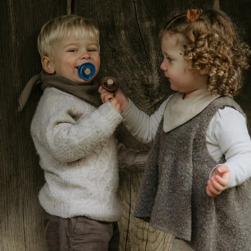 Image of FRIGG Little Viking SilkySoft Silicone Baby Pacifier 2-Pack | Made in Denmark | BPA-Free (Cocoa /Cream, 0-6 Months)