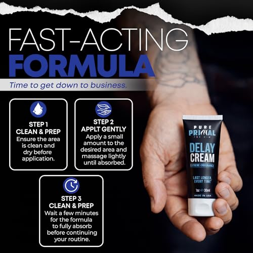 Pure Primal Delay Cream for Men, Enhances Endurance to Last Longer in Bed - 7.5% Benzocaine - No Mess Choice Over Delay Spray - Retardantes para Caballeros - 1oz — view 5
