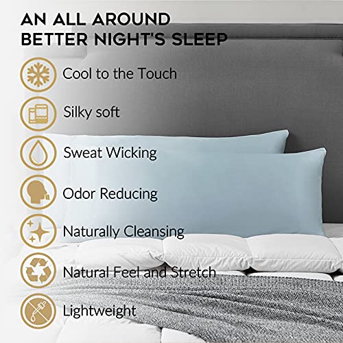 YnM Cooling Pillowcase 2 Pack,King(21''x40''), Light Blue