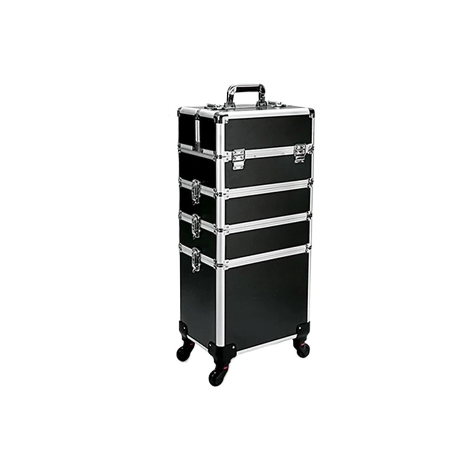 Kosmetikkoffer Multifunktionaler, 4-stöckiger Profi-Make-up-Koffer, faltbar, for Friseure und Kosmetikerinnen Maquilleuse Itinérante(Pink)