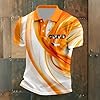 Polo Shirt Men's Casual Short Sleeve Shirt with Orange Sun Print, Breathable Blend T-Shirt for Everyday Outdoor Activities, orange, 3XL #1