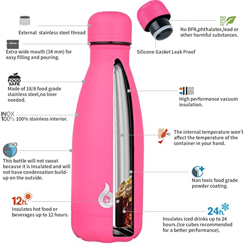 Image of BJPKPK 12oz Water Bottles Stainless Steel Insulated Water Bottle Keep Cold And Hot,Pink