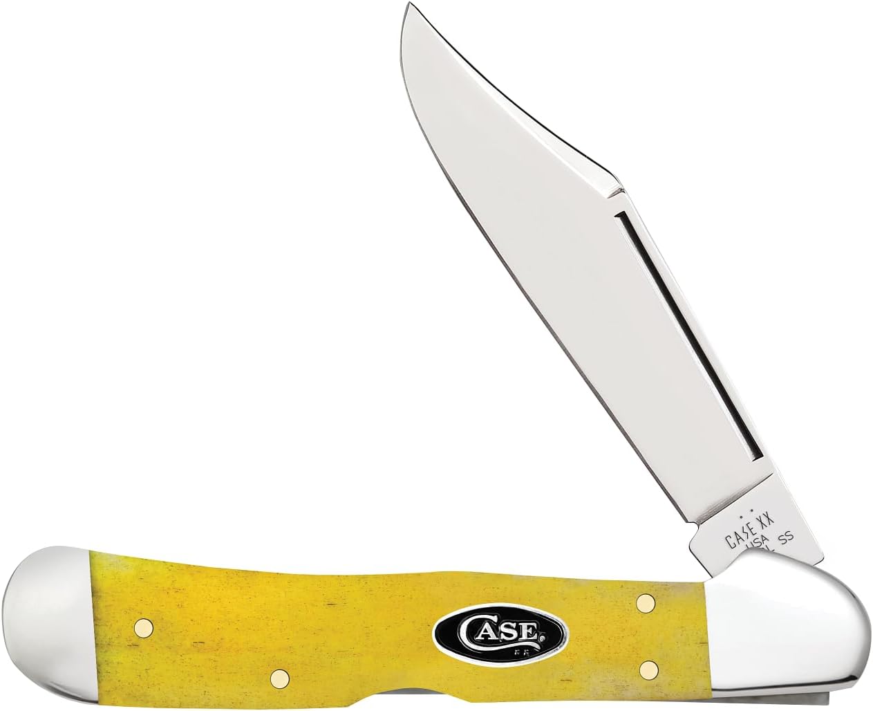 Case XX Pocket Knife COPPERLOCK - SMOOTH YELLOW BONE-BLACK OVAL SHIELD Item #20025-61549L SS - Length Closed: 4 1/4Inches