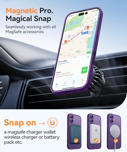 Image of CANSHN Magnetic for iPhone 17 Case, Upgraded [Full Camera Protection] [Compatible with Magsafe] [Translucent Matte] Shockproof Protective Phone Case for iPhone 17 - Deep Purple