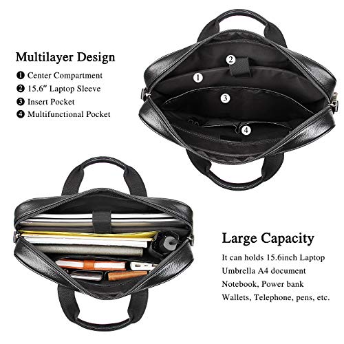 Augus Leather Laptop Briefcase for Men,Waterproof Travel Messenger Duffle Bags 15.6 Inch Laptop Bag4