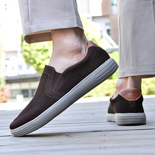 Image of konhill Mens Slip On Loafers Sneakers - Casual Knit Walking Shoes for Men, Lightweight Breathable Memory Foam Boat Shoes, Comfortable Slip-On Driving Loafers for Work Travel Beach