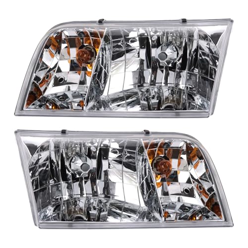 Image of TRQ Driver and Passenger Side Headlight Assembly Set Compatible with 1998-2011 Ford Crown Victoria without Police Package