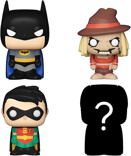 Miniatura 2 de Funko Bitty POP! DC - Batman, paquete de 4 - Batman, Robin, espantapájaros y un misterio sorpresa - 0.9 pulgadas (0.9 in) - DC Comics coleccionable